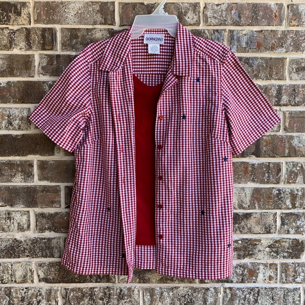 Donnkenny Button Up Top Blouse Attached Tank